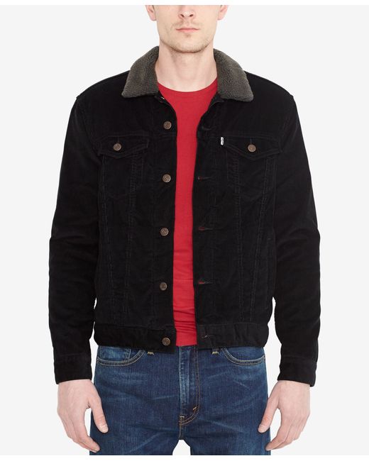 Levi's Sherpa Lined Denim Jacket in Black for Men (Black Corduroy